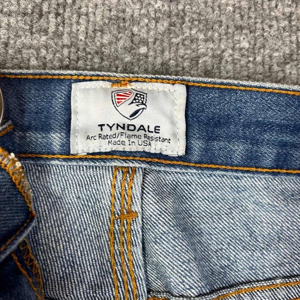 Vintage Tyndale Flame Resistant Jeans Men's Blue Denim Straight USA Made - 35X31